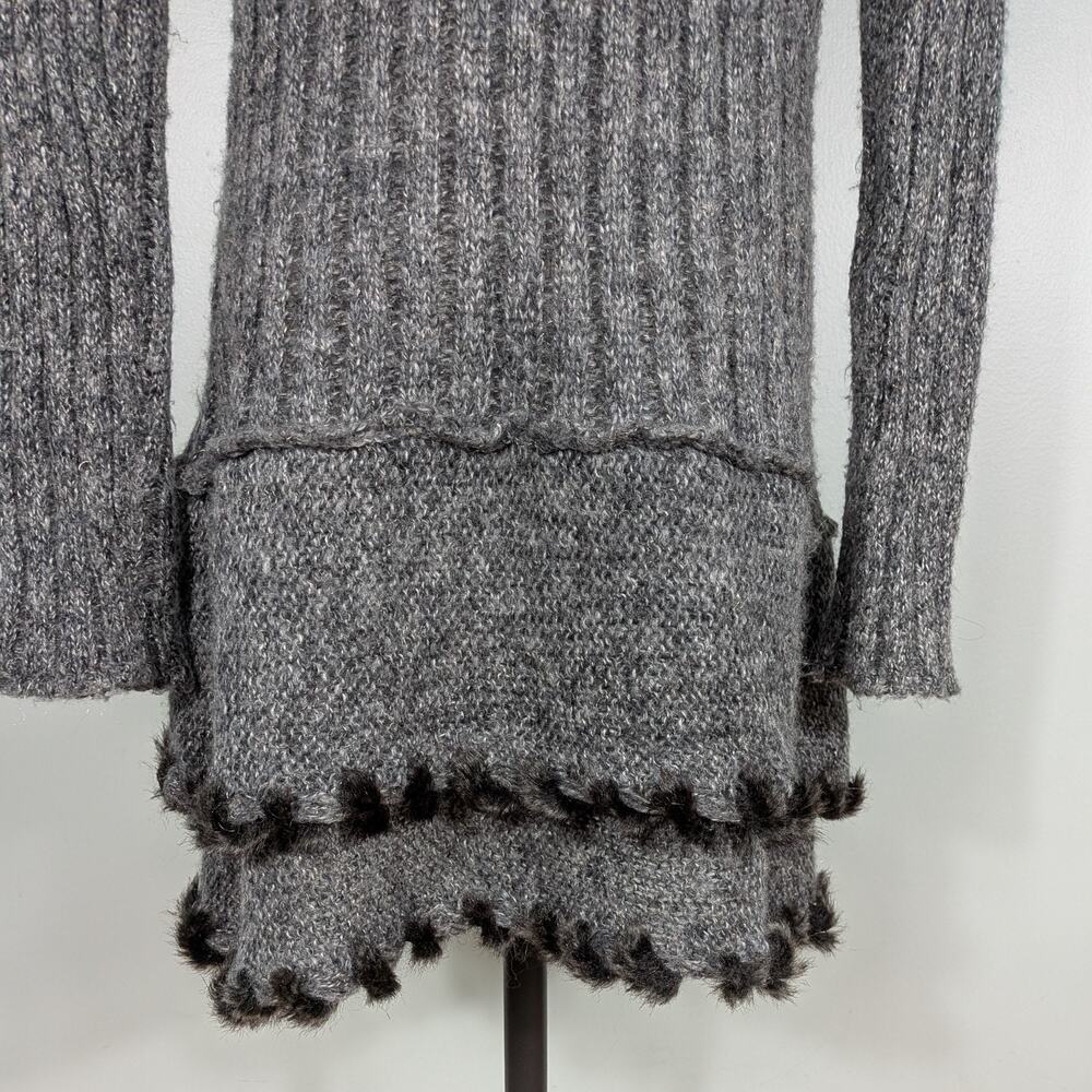 Lapis Duster Cardigan Sweater S Gray Faux Fur Whimsigoth Y2K Fairy Witchy Boho - Picture 7 of 11